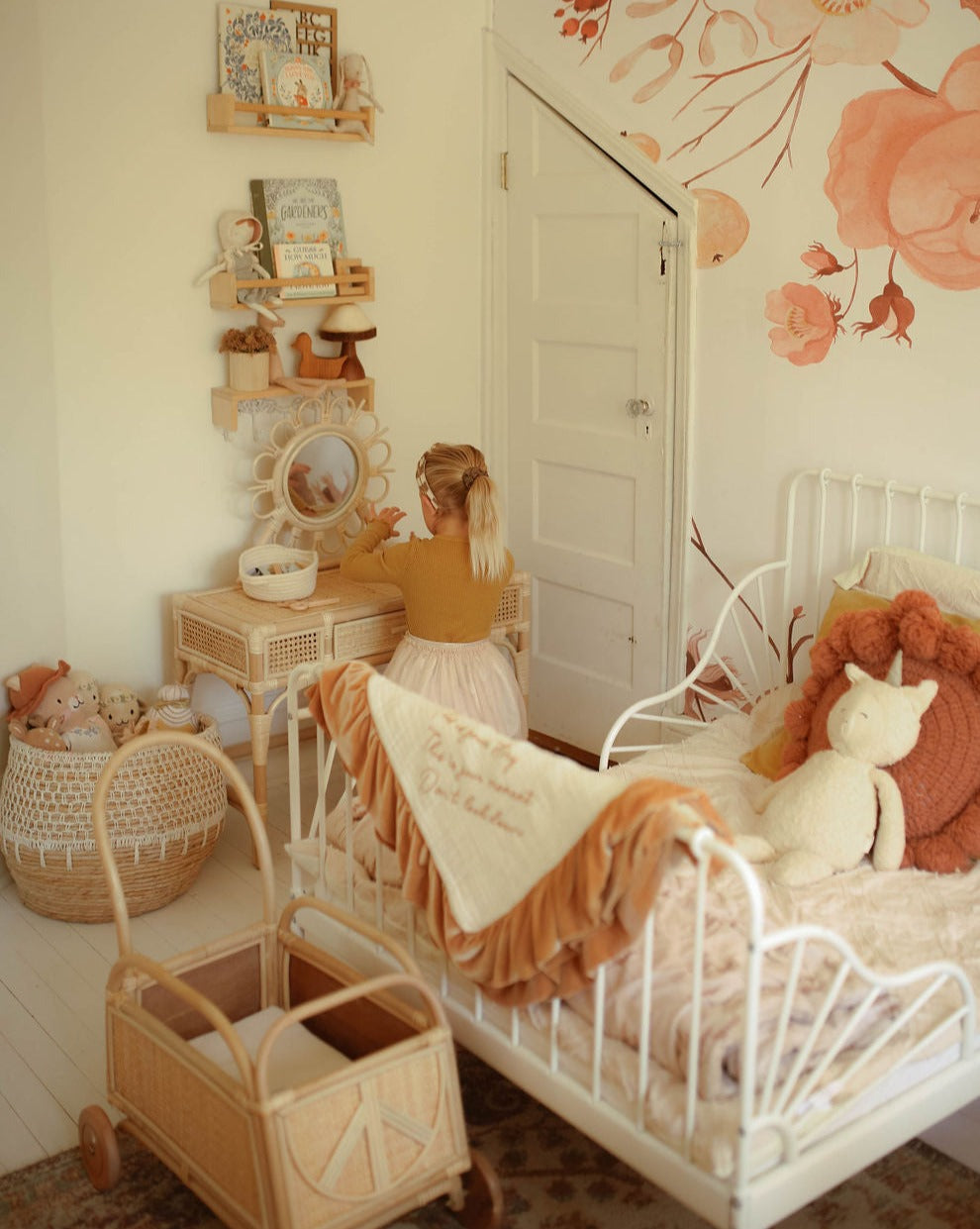 Kai Rattan Kids Vanity & Stool (Jan Preorder) - Ellie & Becks Co.
