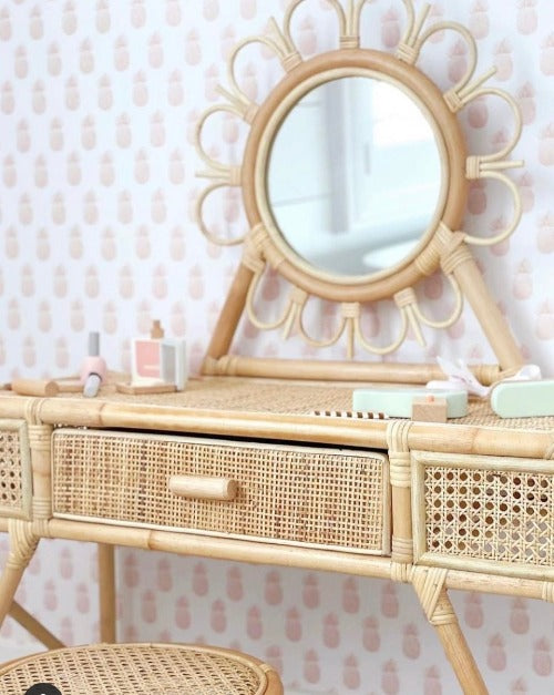 Kai Rattan Kids Vanity & Stool - Ellie & Becks Co.