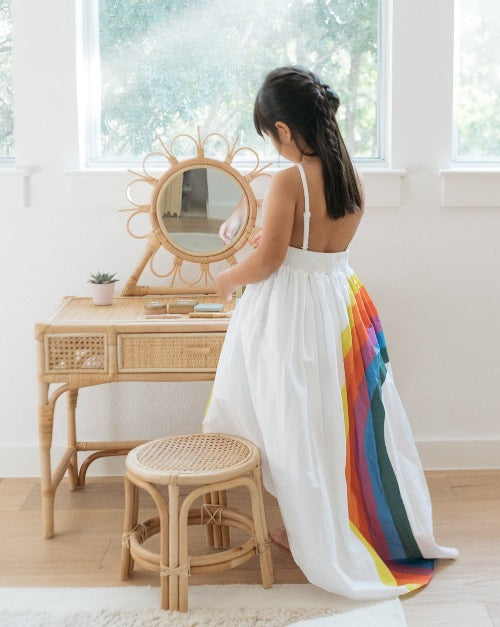 Kai Rattan Kids Vanity & Stool - Ellie & Becks Co.