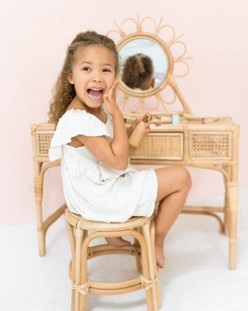 Kai Rattan Kids Vanity & Stool - Ellie & Becks Co.