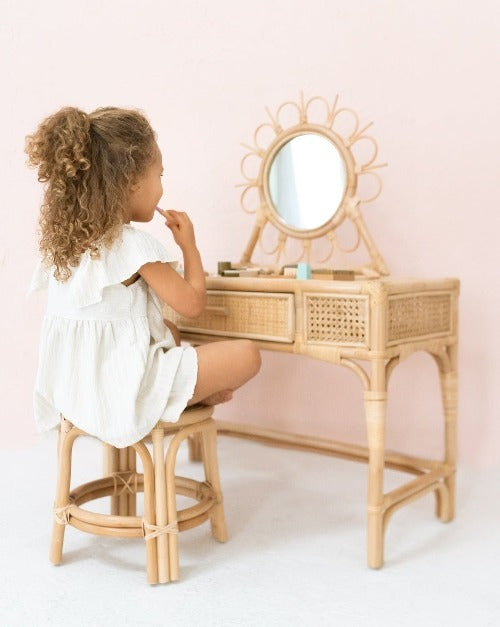 Kai Rattan Kids Vanity & Stool - Ellie & Becks Co.
