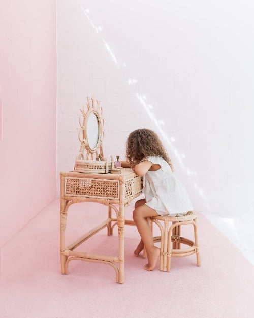 Kai Rattan Kids Vanity & Stool - Ellie & Becks Co.