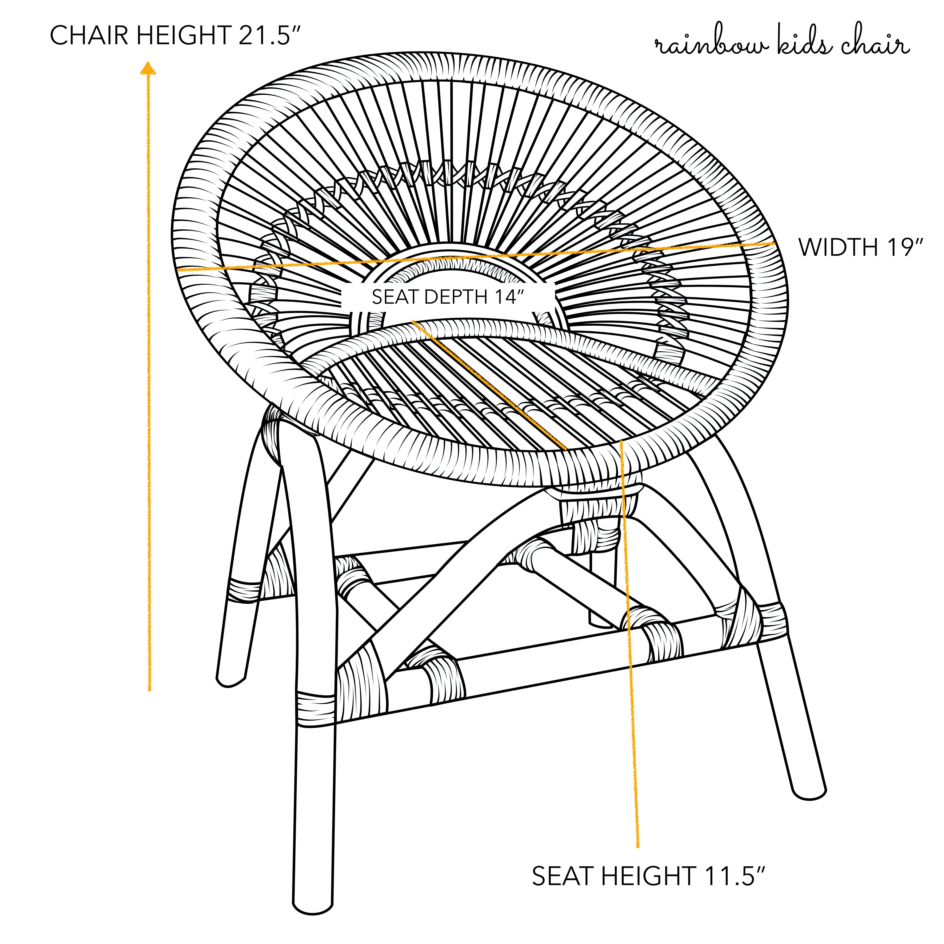 Rainbow Rattan Kids Chair - Ellie & Becks