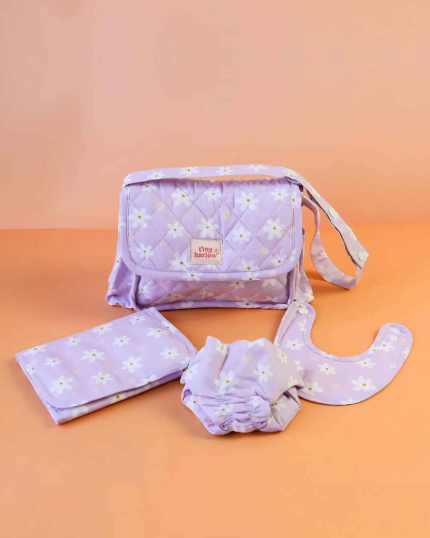 Tiny Harlow Convertible Diaper Bag - Lavender Daisy