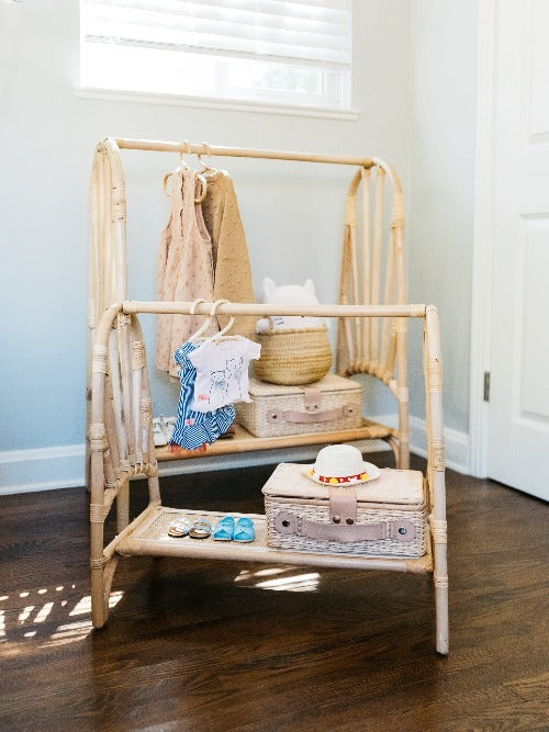 Kiara Mini Rattan Clothing Rack - Ellie &amp; Becks Co.