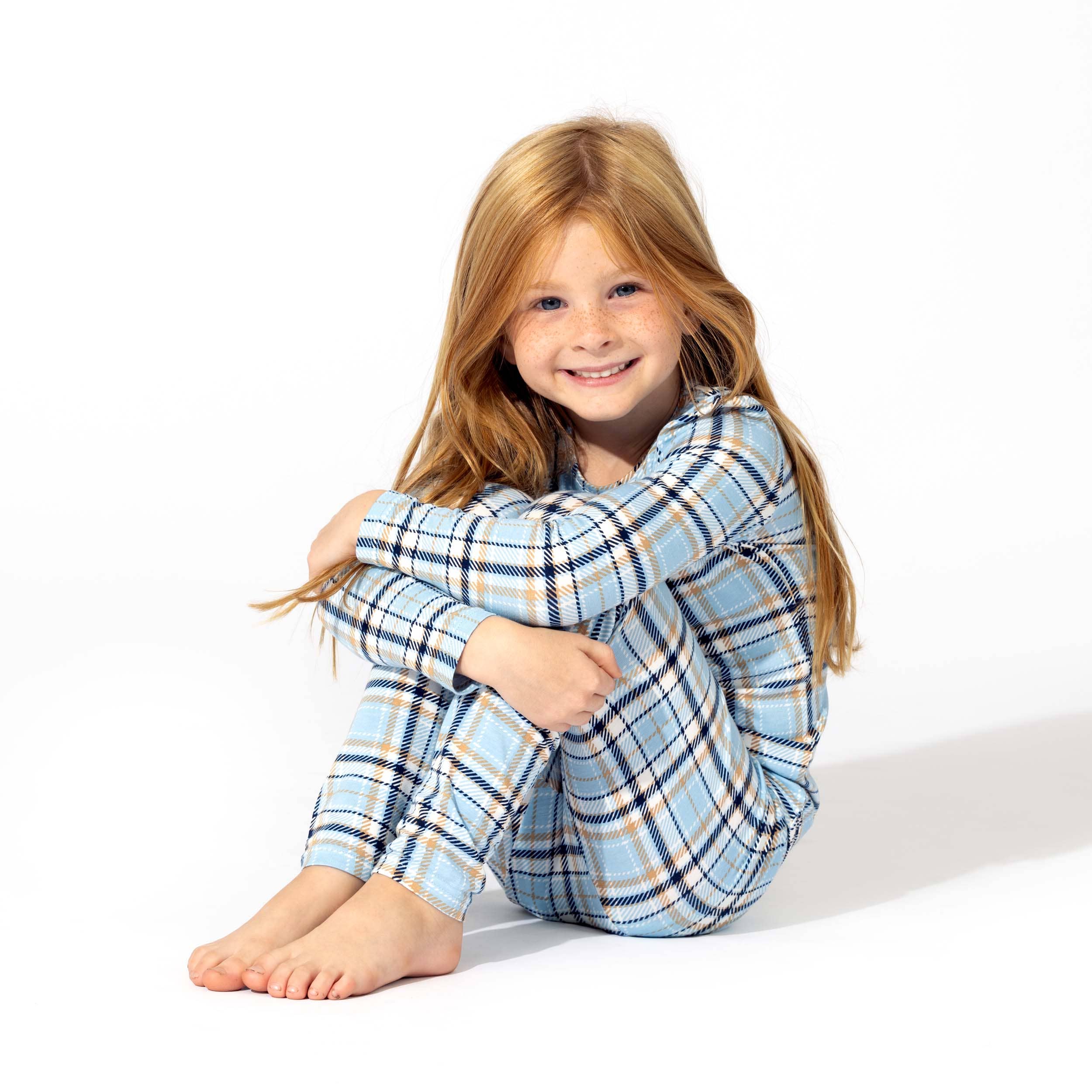 Holiday Plaid Blue Bamboo Pajamas