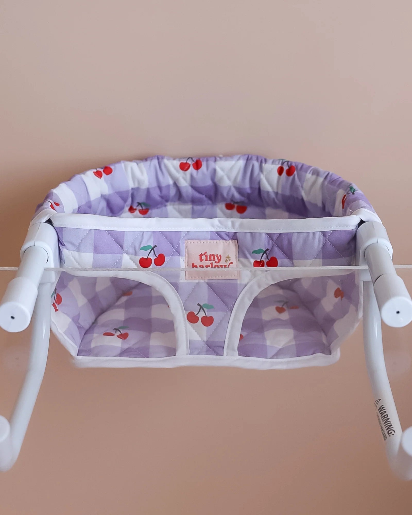 Doll Table Highchair - Lilac &amp; Cherry Gingham