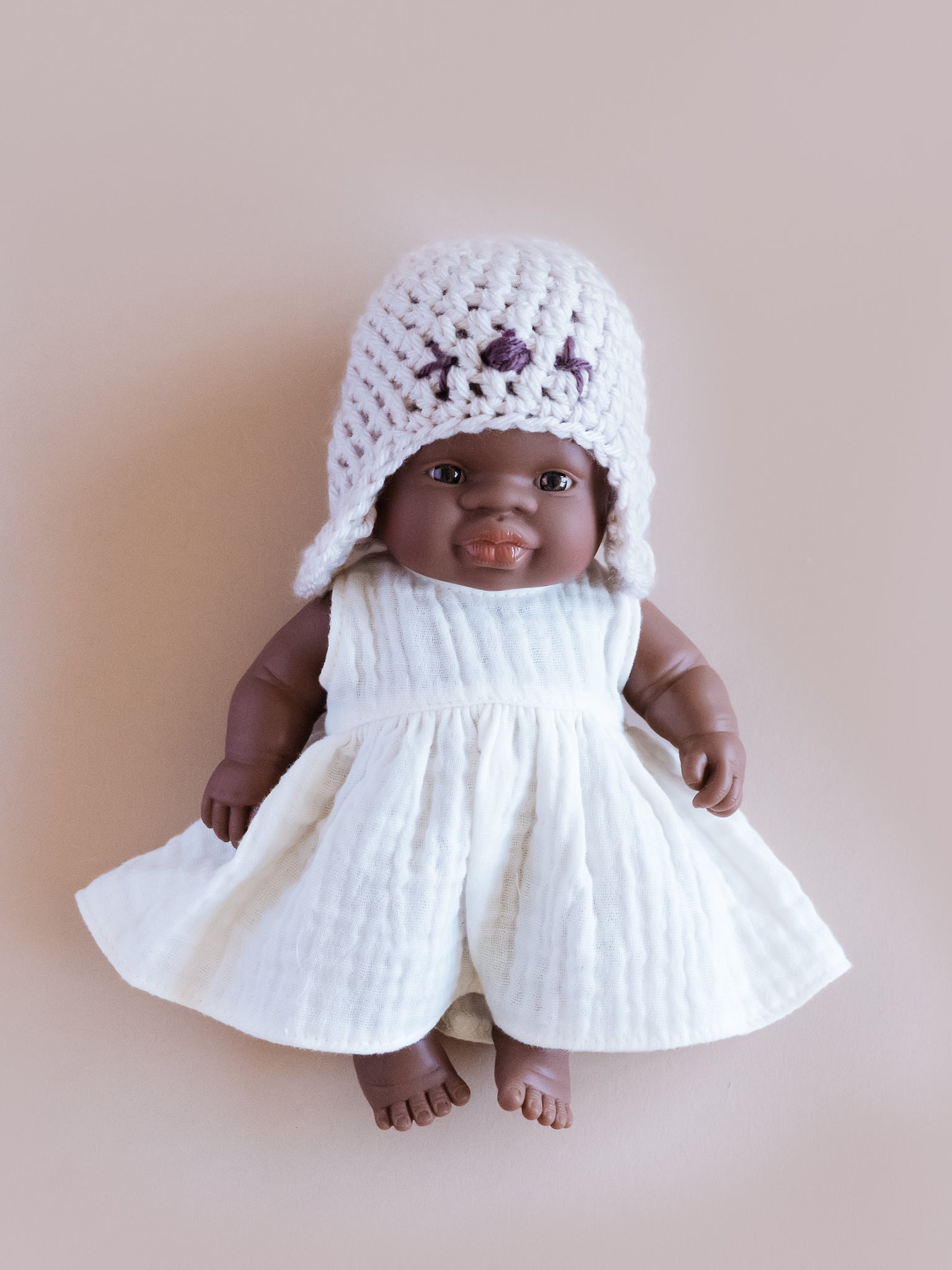 Mini Cream Crochet Doll Hat - Ellie & Becks