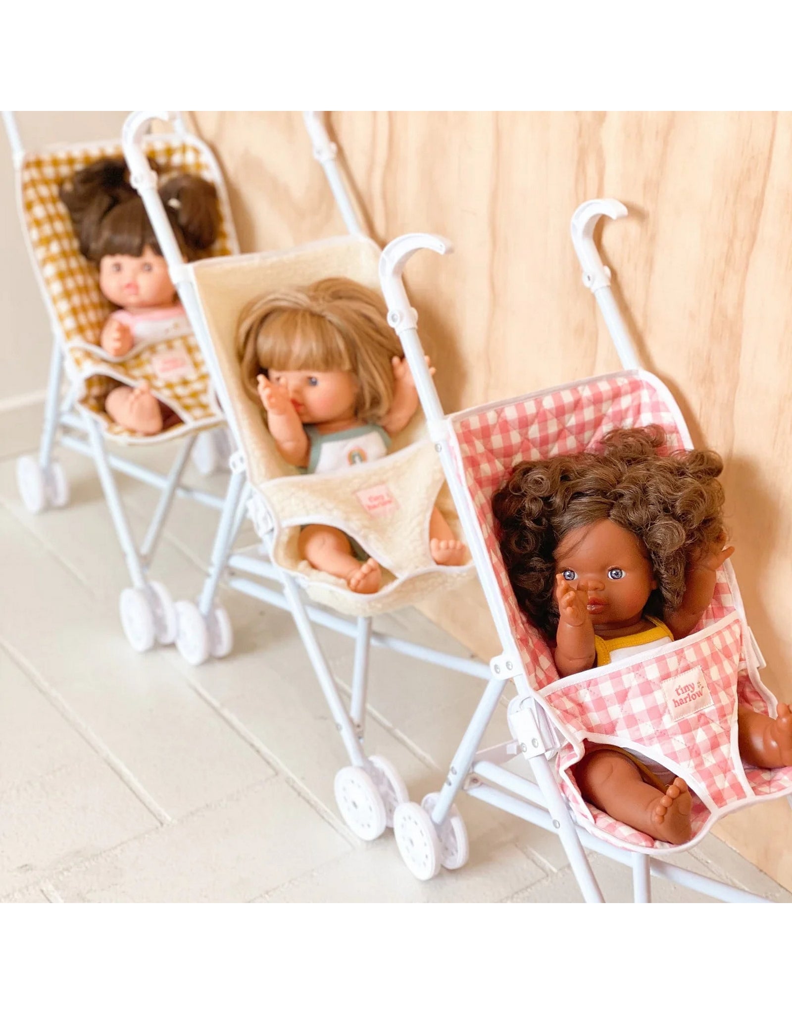 Doll Stroller - Pink Gingham