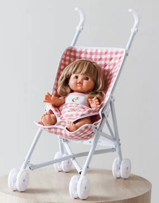 Doll stroller - Pink gingham